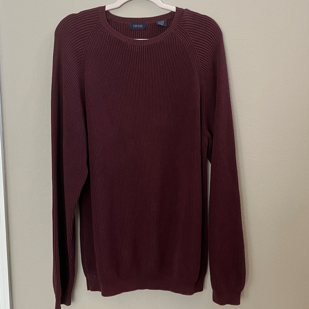 IZOD Men's Deep Red Crewneck Sweater Size XL